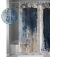 thumbnail image 3 of 72x78 Inch Shower Curtain Navy Blue Grey Bathroom Decor Waterproof Fabric Bathtub Bath Curtains Decorative Modern Abstract Art Rustic Extra Long Shower Curtain Set with Hooks, 3 of 6