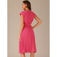 thumbnail image 4 of DARING DIVA Pleated Dress Sleeveless Tie Waist A-Line Dress S Hot Pink, 4 of 6