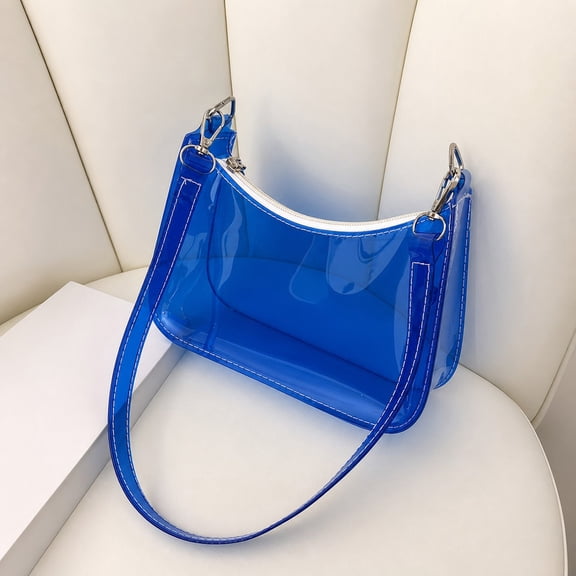 Clear Crossbody Bag - Stadium Approved Waterproof PVC Purse with Secure Zipper, Lightweight Organizer for Concerts Sports Travel Gym, Blue