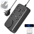 thumbnail image 1 of Power Strip with 6 Outlets & 3 USB (2A+1C), 15W Wireless Charger, with Overload Protection Switch, 5FT Extension Cord, for Home/Office/Dorm Charging Station for Multiple Devices (Black), 1 of 7