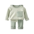 thumbnail image 2 of Kids Kids Girl Green 2pc Outfit Set - 100% Cotton Gingham Top & Solid Pants, Soft Breathable Easy-On Daily Wear for 0-6 Years (80-150cm),Size 3-4T, 2 of 5