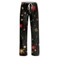 thumbnail image 5 of Women's Fashion Loose Casual Printed Casual Pants with Christmas Print, Comfortable Home and Sleepwear Bottoms, Elastic Waist for Easy Wear, Black, S, 5 of 6
