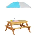 thumbnail image 3 of Peispie Wooden Kids Picnic Table with Play Sink and Umbrella, 3-in-1 Outdoor Sand and Water Activity Table with Kitchen Toys, Backyard Pretend Play Furniture Set for Toddlers, Natural, 3 of 8