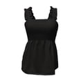 thumbnail image 5 of Womens Tank Tops Athletic Loose Frill Smocked Crop Tie Shoulder Strap Stretchy Comfortable Breathable Trendy Beach Plus Size Tops, 5 of 7