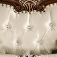 thumbnail image 3 of Catie Accent Chair- Beige Rolled Arms- Nailhead- Cherry Brown Solid Wood, 3 of 5