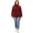 thumbnail image 3 of DARING DIVA Plus Size Long Sleeve Turtleneck Novelty Sweater 1X Burgundy, 3 of 6