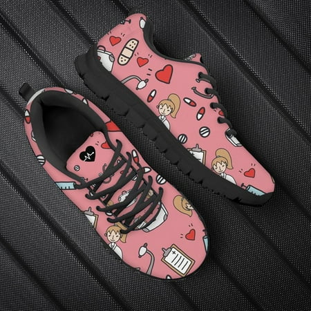 

Hospital Equipment Nurse Heart Beat Print Women Flats Shoes Breathable Spring Sneakers Nursing Gifts for Girls Shoe