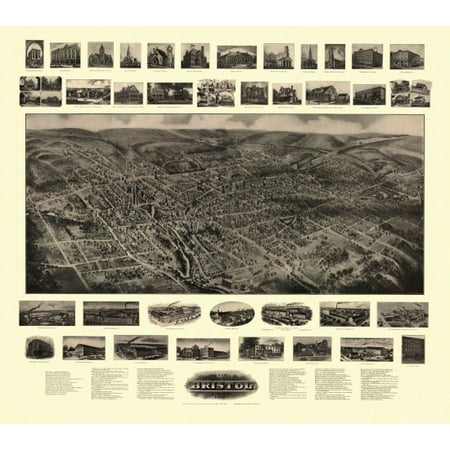 Hartford Connecticut Map - Antique Map of Bristol Connecticut 1907 Hartford County Canvas Art - (24 x 36)