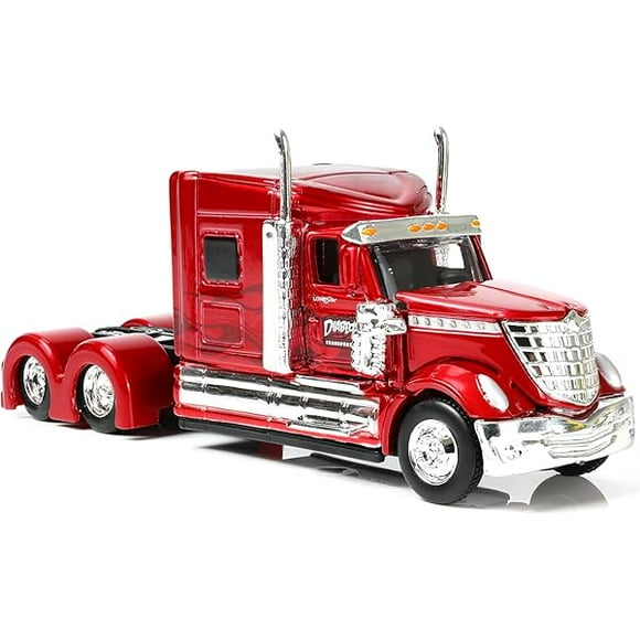 Nuotie Semi Truck Toy, 1/64 Scale Alloy Metal Diecast Heavy Semi Truck Trailer Head Toy Model, International Lonestar Diecast Tow Traktor Gift for Boy Adult Model Car Collector -Red