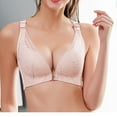 thumbnail image 6 of JGGSPWM Woman's Fashion Front Closure Rose Beauty Back Wire Free Push Up Hollow Out Bra Underwear Pink M, 6 of 9