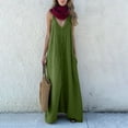 thumbnail image 6 of Efsteb Womens Solid Color V Neck Spaghetti Strap Maxi Dress Summer Casual Sleeveless Tank Dress Loose Beach Sundress with Pocket （Green，XXXL）, 6 of 7