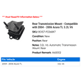thumbnail image 2 of Rear Transmission Mount - Compatible with 2004 - 2006 Acura TL 3.2L V6 2005, 2 of 3