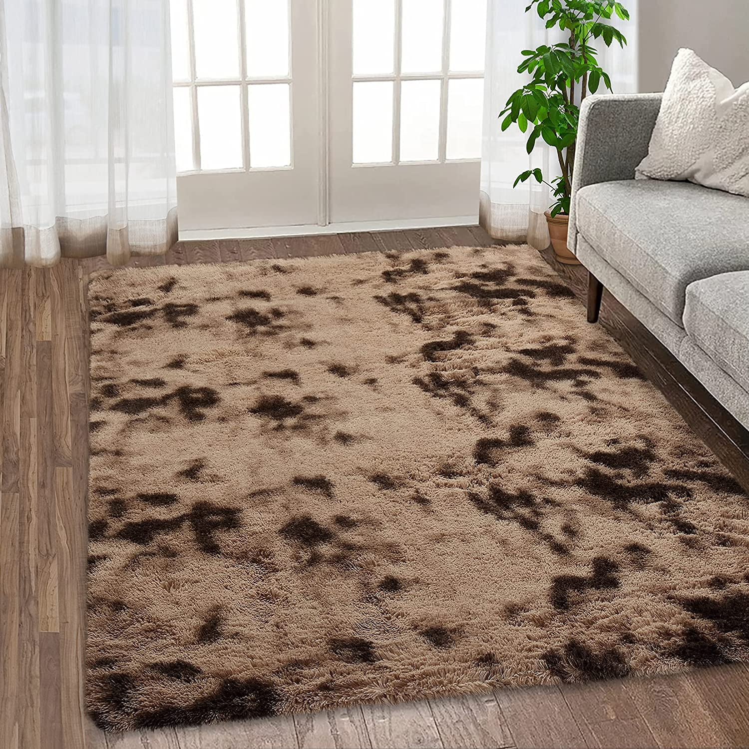 6.6ft Shaggy Area Rugs Fluffy Tie-Dye Soft Carpet Living Room Bedroom Floor 