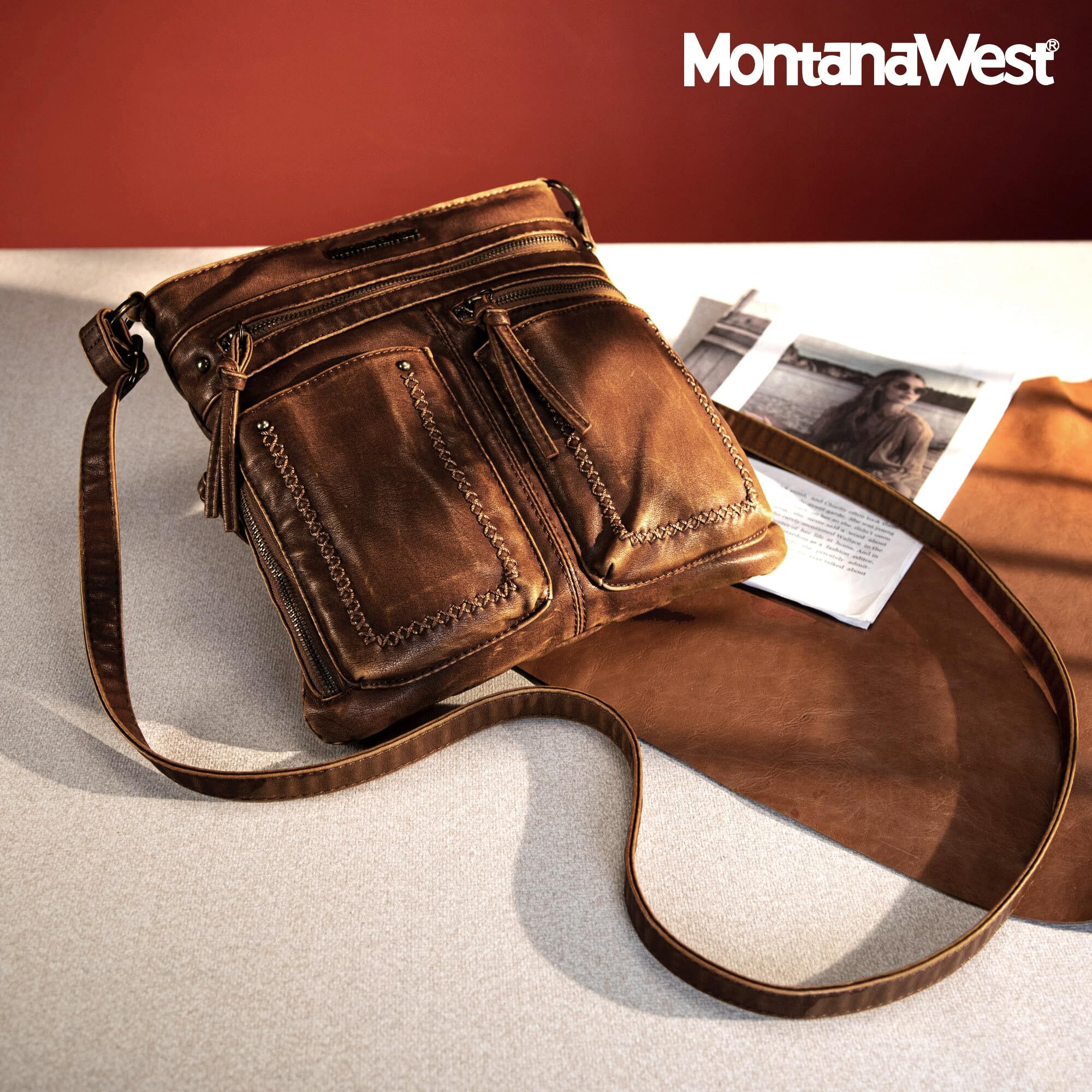 Montana West Women's Crossbody Bag Vegan Leather Brown photo 2