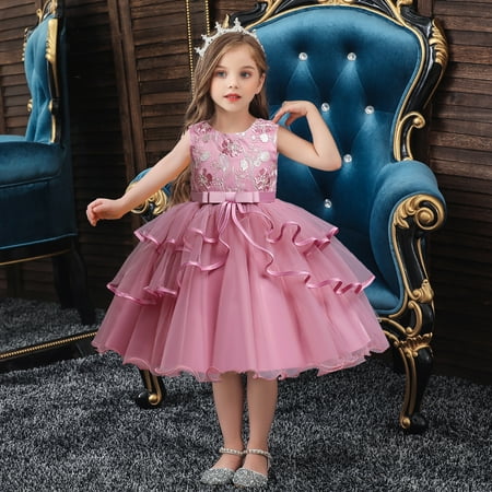 

ZNU Baby Girls Elegant Mesh Layer Princess Party Midi Tutu Dress