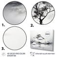 thumbnail image 3 of Designart "Grey White Minimalism Tree Ink euphony III" Floral Floater Framed Wall Decor, 3 of 7