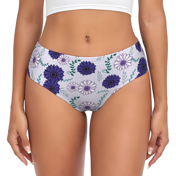 Balery Daisies Flowers Ropa Interior de Algodón para Mujer con Dibujo – Braguitas Cómodas y Elásticas, Estilo Clásico-Large