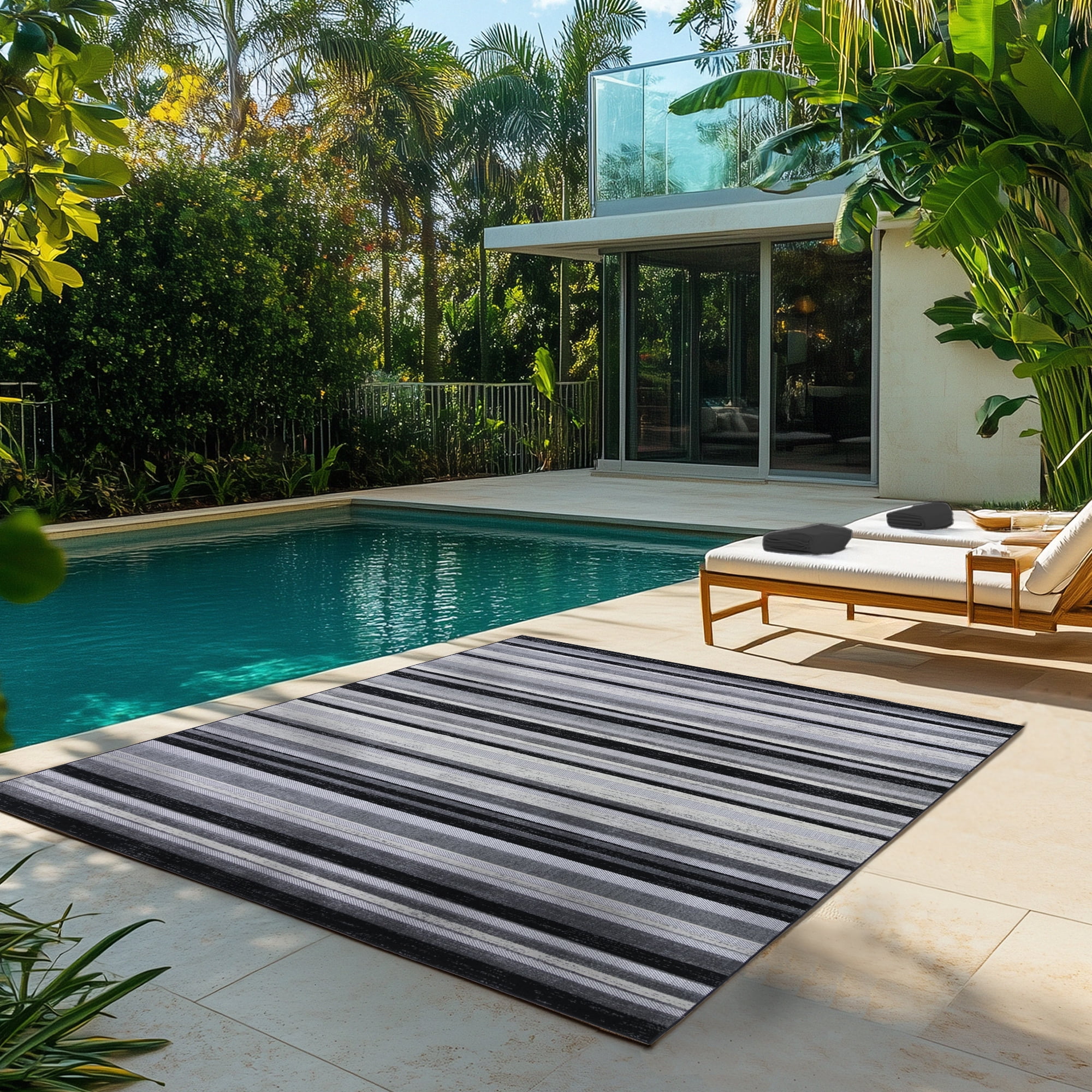 Kalari Koro Indoor/ Outdoor Polypropylene Gray Flat Weave Area Rug, 9x13