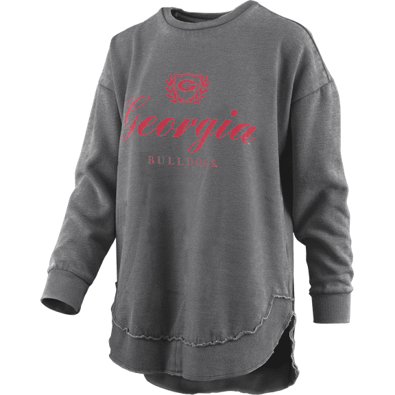 Pressbox NCAA Georgia "Augusta" Long-Sleeve Crewneck Womens Rounded Bottom Vintage Fleece Shirt-Black-xl