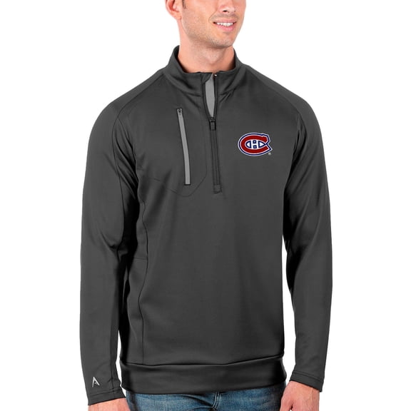 Men's Antigua Charcoal/Silver Montreal Canadiens Generation Quarter-Zip Pullover Jacket