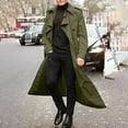 thumbnail image 2 of HaHaHappy Men's Trench Coat Fashion Lapel Business Casual Double Breasted Belted Jacket Solid Long Pea Coat Windbreaker Overcoat Green M, 2 of 6
