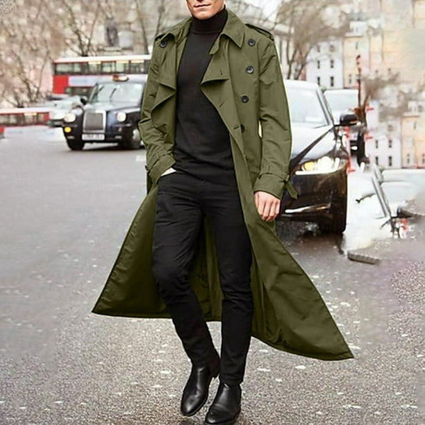 Hanas 2023 Coat Men's Long-Slevee Luxury Full Length Trench Coat Long ...