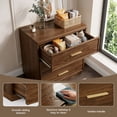 thumbnail image 4 of MOONMISS Modern 3-Drawer Nightstand Set of 2,Bedside Table with Sturdy Base & Gold Handles for Bedroom,Living Room,Walnut Finish, 4 of 7