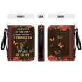 thumbnail image 5 of ZUXONGSY Butterfly Lion Rose Print PU Leather Bible Case Large Bible Cover Bag for Women Men be Strong in The Lord Bible Study Tools with Detachable Wristlet Strap Journal Case for Christian, L, 5 of 7