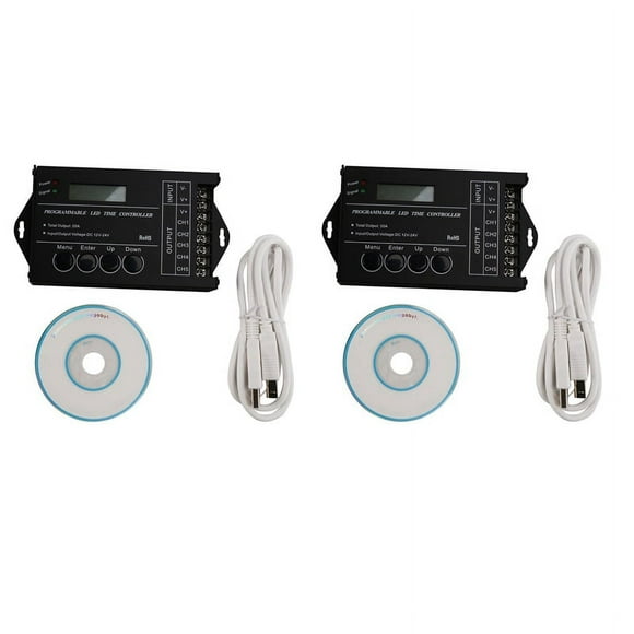 2X TC420 Time Programmable RGB LED Controller DC12V-24V 5 Channel LED Timing Dimmer