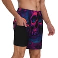 thumbnail image 2 of Rateoe Purple-Red Skull Pattern Men’s Swim Shorts with Compression Liner – Double-Layered Quick-Dry Swimwear, Comfortable & Stretchy Beach Shorts-3X-Large, 2 of 6
