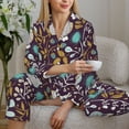 thumbnail image 6 of Pajama Sets for Women 2 Pcs, Forest Cute Owl A Button Down Long Sleeve Sleepwear Lounge PJ Sets, 6 of 6