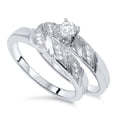 thumbnail image 2 of Pompeii 1/5ct Diamond Engagement Ring Matching Wedding Band Set 10K White Gold (H/I,I1-I2), 2 of 2