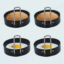 4 Pack Round Egg Rings, 3" Non-stick Stainless Steel Egg Cooker Rings for Breakfast Sandwiches and Burgers