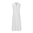 thumbnail image 5 of WTOBBY Lightweight Cotton Linen Dress for Women Summer Button Down Lapel Collar Casual Sleeveless Dresses, Breathable and Chic for Hot Days,White XL, 5 of 5