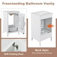 thumbnail image 4 of 20" Bathroom Vanity, Compact Single Vanity with Soft-Close Doors & Drawer, Solid Wood Cabinet, Ceramic Basin Sink, Storage Rack & Removable Liner, White, 4 of 9