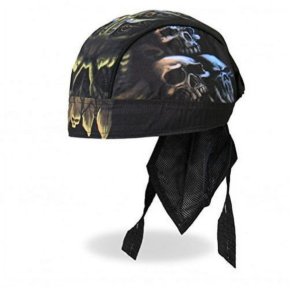 Hot Leathers Authentic Bikers Premium Headwraps, SKULL CAVERN - High Quality Micro-Fiber & Mesh Lining HEADWRAP