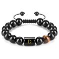 thumbnail image 1 of Con Letras Ajustables De 10Mm, Cuentas De Piedra De Ojo De Tigre De Ónix Negro Natural, Pulsera De Cuerda Trenzada, Regalo Significativo 26 Pulseras Monstrate AP006886-02, 1 of 6