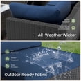thumbnail image 3 of Patio Furniture Set - All-Weather - 7 Piece Patio Outdoor Conversation Set, Modular Wicker Rattan Sectional Sofa for Backyard, Garden, Poolside, Balcony, Porch, Patio, Black/Navy Blue, 3 of 7