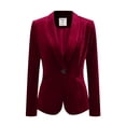 thumbnail image 1 of Abrigo De Oficina Para Mujer Chaqueta De Terciopelo Con Botones Y Cuello Chal Sólido Vino rojo XL, 1 of 7