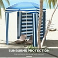 thumbnail image 4 of Outsunny 5.9' X 5.9' Portable Beach Umbrella,Ruffled Outdoor Cabana with Walls,Vents,Sandbags,Carry Bag,Blue & White Stripe,Multicolor Polyester Garden Outdoor Canopies Gazebos Umbrellas Shades, 4 of 9
