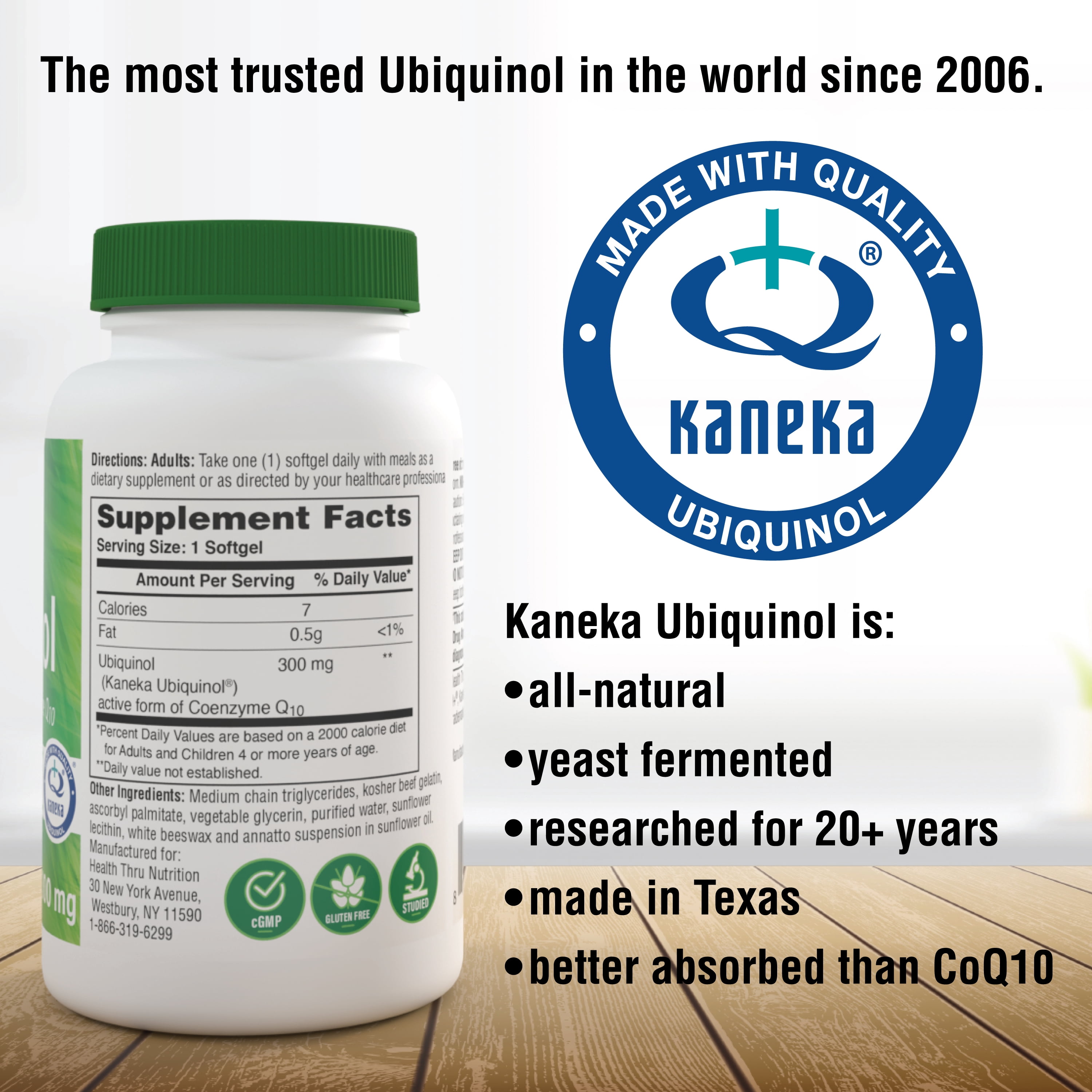 Ubiquinol 300mg CoQ-10 (Kaneka™) 30 Softgels (Non-GMO) by Health Thru Nutrition