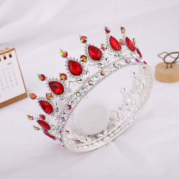 Nvzi Tiara de boda para novia, diadema de princesa, corona de novia, joyería para el cabello con diamantes de imitación de cristal,graduación, boda, fiesta de disfraces (H)