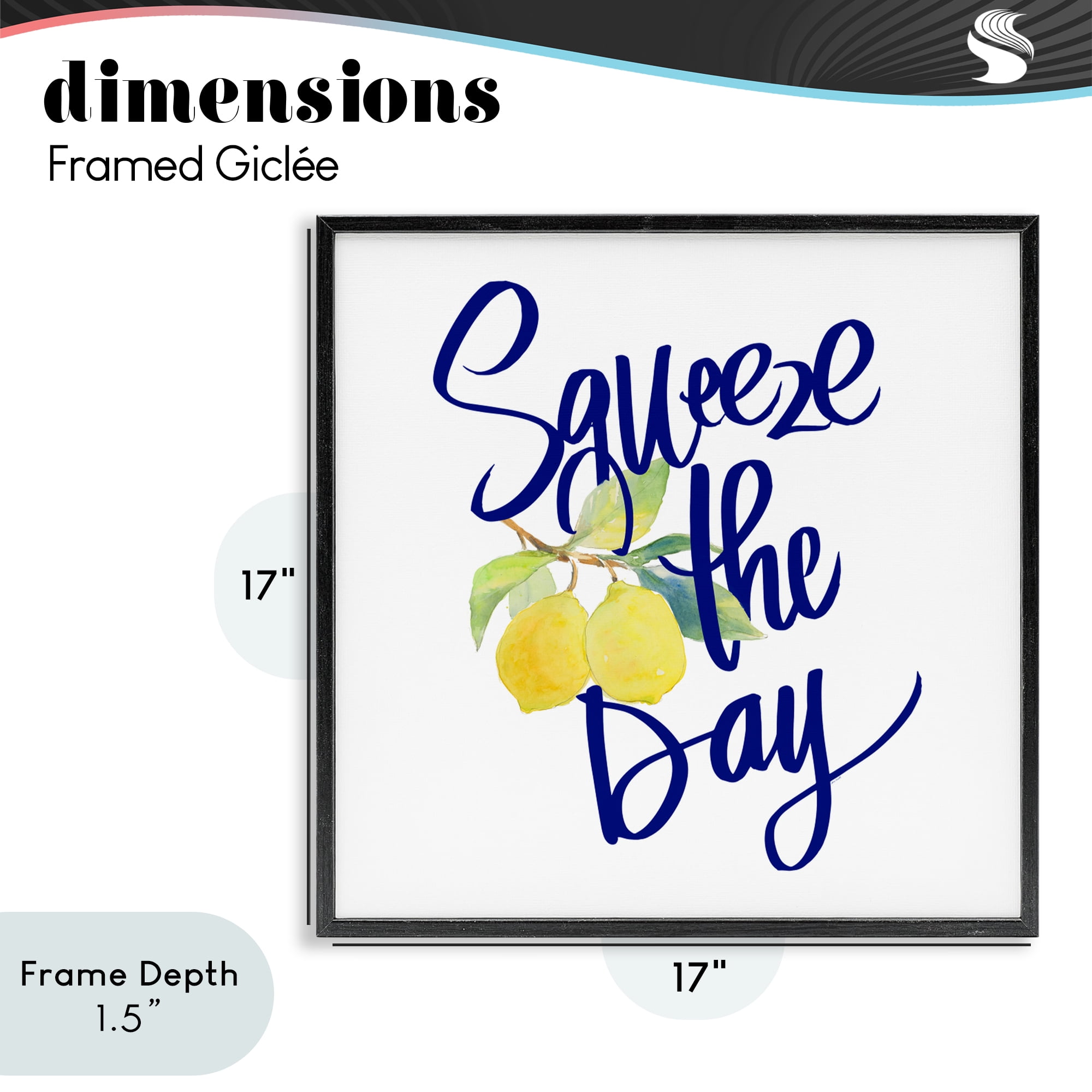 Stupell Industries Cursive Squeeze The Day Black Framed Giclee Art, design by Lanie Loreth