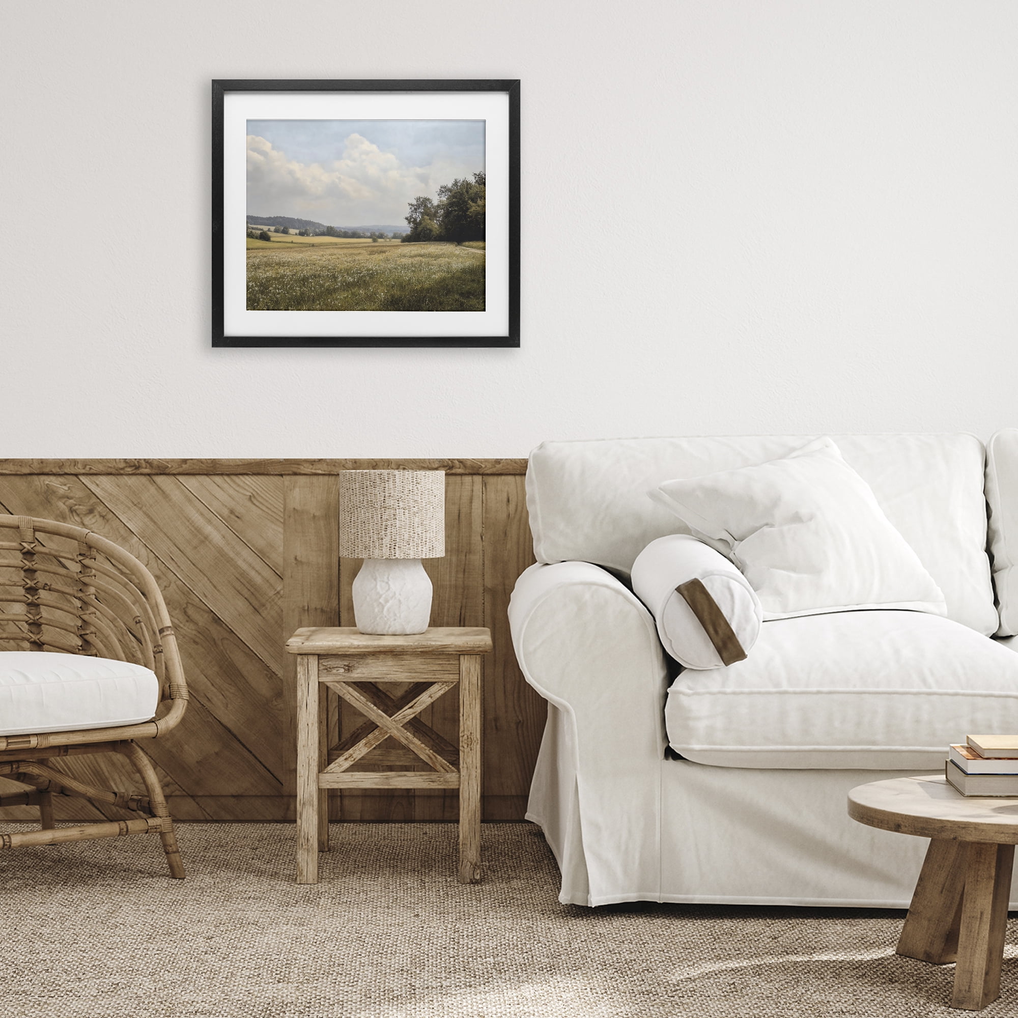 Stupell Industries Summer Landscape Cloudy Meadow Black Framed Print Under Glass, design by Franklyn Gregory