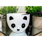 Whimsical Ceramic White Giant Panda Bear Ramen Noodle Bowl With Chopsticks Set
