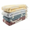 thumbnail image 3 of HomeRoots 516498 Woven Cotton Geometric Throw Blanket, Purple, 3 of 5