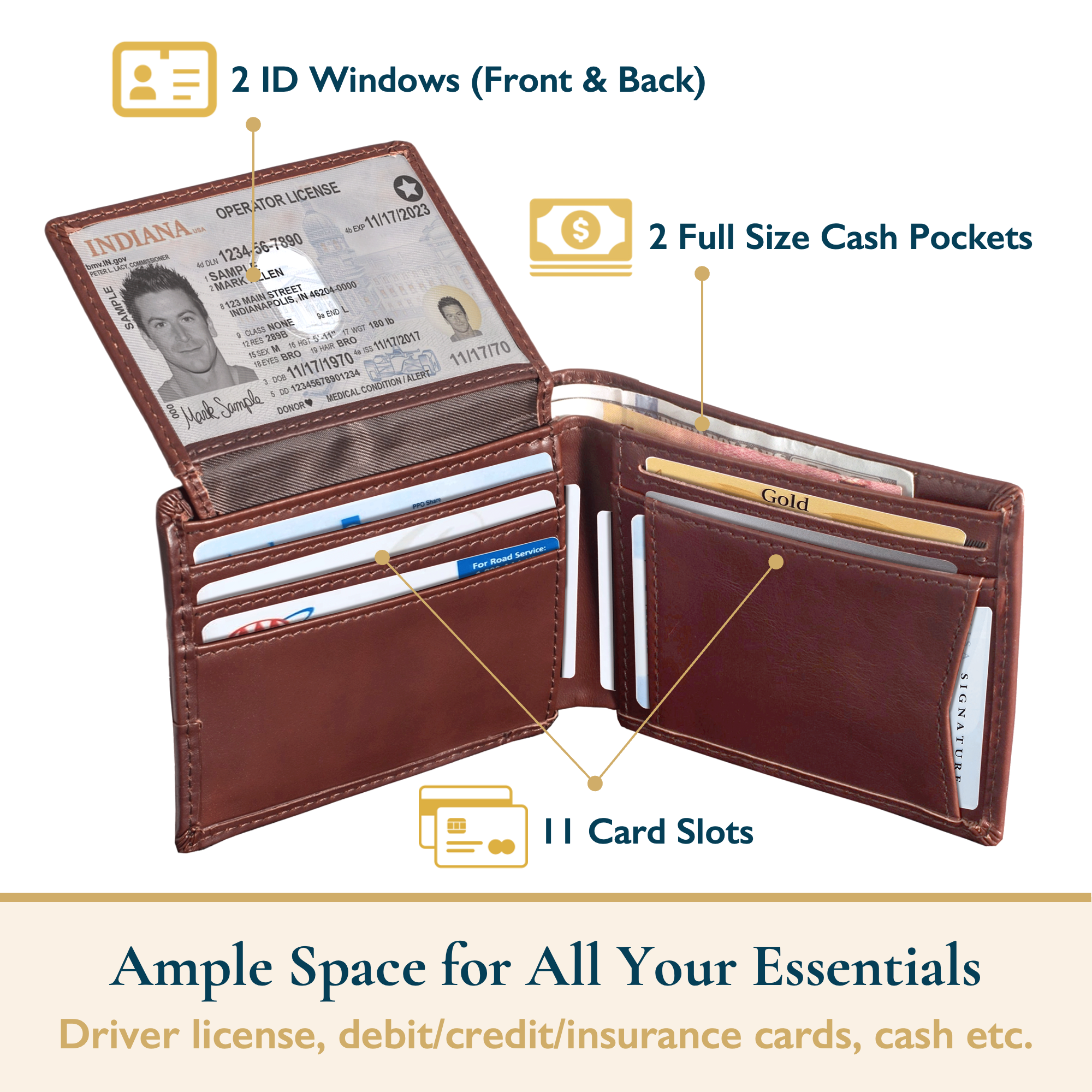 ComfiTime Top Grain Leather Bifold Wallet photo 4