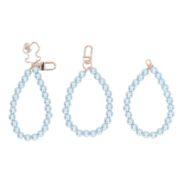 Bracelet en Perles, Boucle Métallique Ronde Lissante Perles Brillantes Exquises Brins pour Étui de Téléphone Mobile pour Porte-Clés pour Sac H52 Bleu Clair