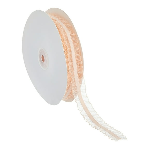 1roll 15 Yards Polyester Ruffled Elastic Lace Trim for Clothes Sewing PeachPuff 3/4 inch(20mm)