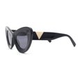 thumbnail image 3 of Womens Super Thick Exaggerated Oversize Cat Eye Sunglasses All Black, 3 of 4